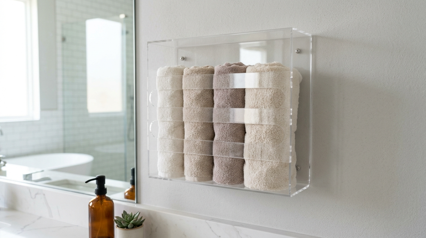 Match towel rack finishes to faucets and hardware for cohesion